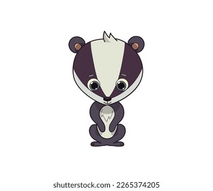 Badger vector isolated color icon. Badger animal vector icon. Badger icon
