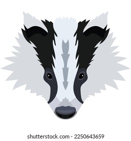 La cara de Badger. Ilustración vectorial de un tierno tejido aislado en fondo blanco.