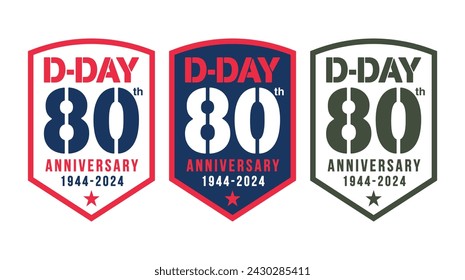 Badges about the 80th Anniversary of the D-Day in vector