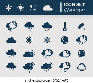 Badges of all kinds of precipitation for the weather section of the site. Illustration Vector