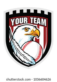 badges of bald eagles with baseball ball mascot vector  