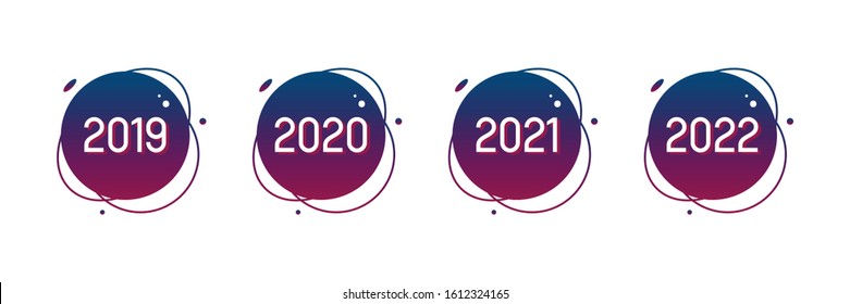 Badges, banners, labels with numbers, years 2019, 2020, 2021, 2022. New year design elements.