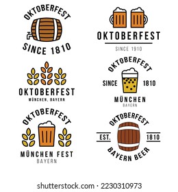 Badges of beer oktoberfest festival logos emblem vector illustration