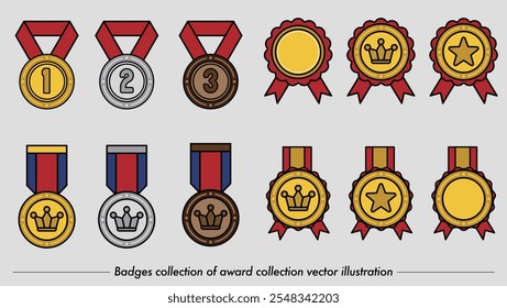 Coleção de emblemas de ilustração de vetor de coleção de prêmio