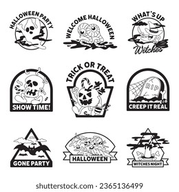 Badges collection set for halloween celebration good for social media content, print base application and merchandise.