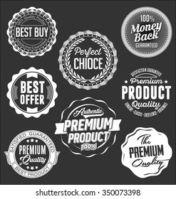Badges Collection. White On A Black Background, Premium Product