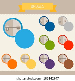 Badges colored templates for your design in flat style.