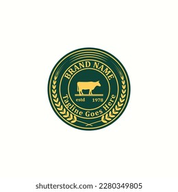 Badges Cow Animal Logo Design