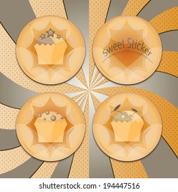 Badges with cupcakes
