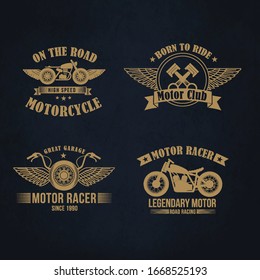 Badges, emblems Motorcycle Collections vector logo set