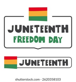 Badges with flags. Juneteenth. Freedom day. Vector hand drawn design on white background.