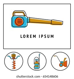 Badges of gardening power tools. Technique for garden and lawn care