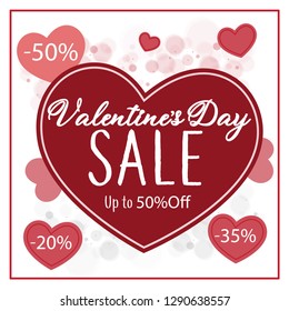  badges heart, stickers for Valentine's Day promotion. Notice of discounts, price tags sale Valentine's Day.