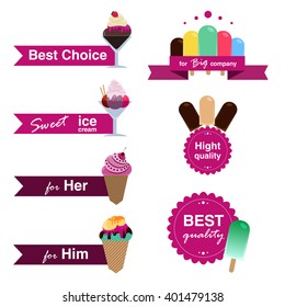 Badges for ice cream shop.
Set of ice cream badges in white background. Vector illustration
