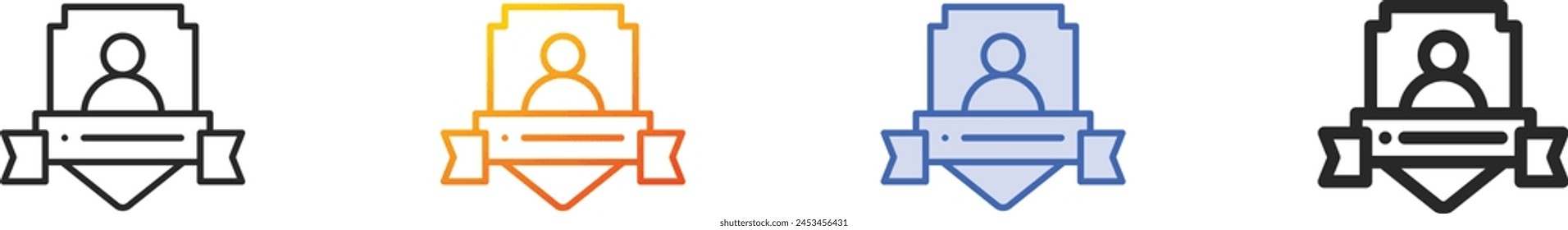 badges icon.Thin Linear, Gradient, Blue Stroke and bold Style Design Isolated On White Background