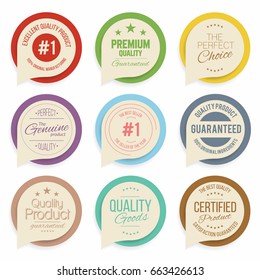 Badges and labels collection. Quality, assurance marks. Vector