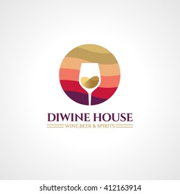 Badges and labels elements for wine shop, bar, restaurant. Logo template for alcohol company. Vector symbol concept