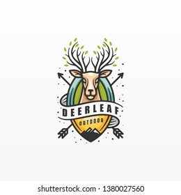 badges labels logo design elements. Deer head. Collection of quality emblem templates for business. Premium retro vintage symbols. Vector illustration. Hand crafted authentic drawn graphics.