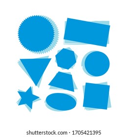 Badges, labels and stickers without text on retail. Designed in blue. vector illustration on white background