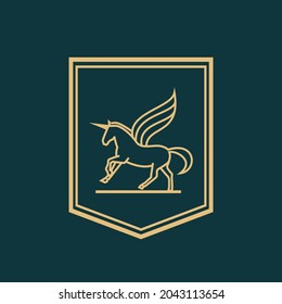 Badges Line Horse Pegasus Logo
