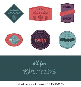 Badges and logo for knitting shop, hand made workshop and packaging. 