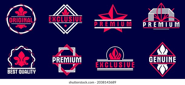 Badges and logos over dark collection for different products and business, premium best quality vector emblems set, classic graphic design elements, insignias and awards.