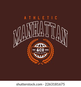tipografía vectorial de badges manhattan para camiseta. perfecto para un estilo sencillo