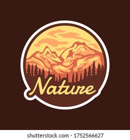 Badges Mountain Logo Design Patches Sticker Vector Illustration