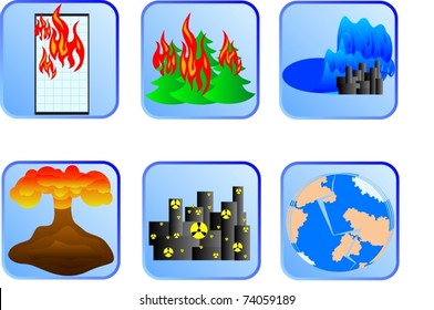 Badges with natural disasters
