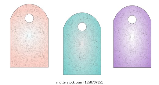 Badges with New Year's objects on colorful backgrounds