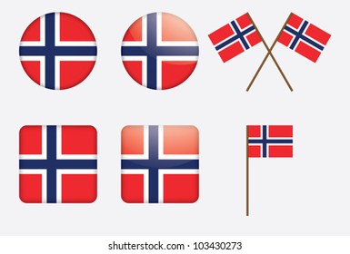 badges with Norwegian flag vector illustration