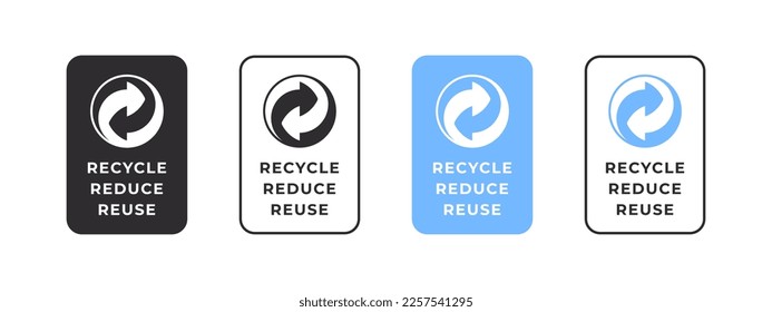 Insignias de reciclados. Fabricado con materiales reciclados. Embalaje y reciclado. Ilustración del vector