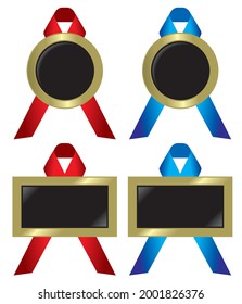 Badges and ribbons icon set. Vector.