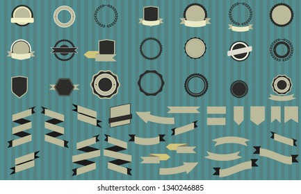 Badges and ribbons, logo base icon set - vector illustration eps 10