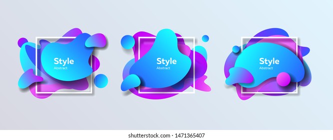 Badges set for banner. Dynamical colored forms and lines. Gradient abstract banners with flowing liquid shapes. Template for logo, flyer, presentation