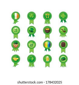 Badges set with Saint Patrick's Day objects and symbols