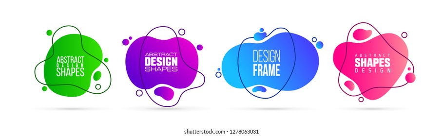 badges set vector graphic elements. Modern stylish abstract frame, organic fluid shape. creative design for banner and business cards, invitations, gift cards, brochures of leaflets