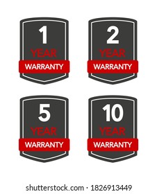 Badges set with year warranty on white background. Vector illustration.