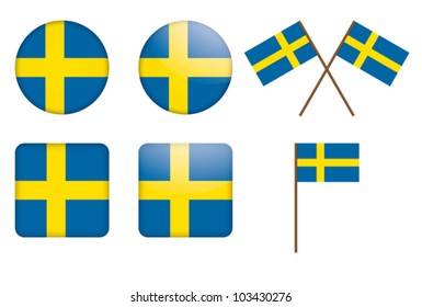 badges with Sweden flag vector illustration