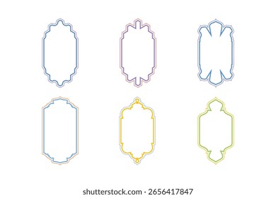 Abzeichen Vertikaler Rahmen Design doppelte Linien- SET 6