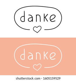 Badges with word - Danke is thank you in German. Vector illustration for greeting card, sticker, poster design.