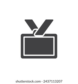 Etiqueta en forma de placa o icono de vector de etiqueta. signo plano relleno para concepto móvil y diseño web. Icono de glifo de etiqueta de insignia. Símbolo, ilustración del logotipo. Gráficos vectoriales