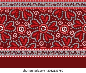 badhani border pattern on red background
