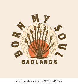 badlands illustration desert badge wild west graphic logo vintage design