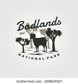 badlands logo vector vintage illustration design, bighorn wild logo symbol design