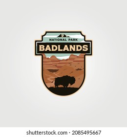 badlands national park logo vintage vector patch illustration design, travel badge design