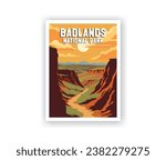 Badlands National Parks Illustration Art.