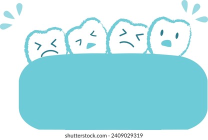 Badly aligned teeth orthodontics Teeth character illustration blue