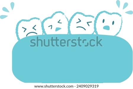 Badly aligned teeth orthodontics Teeth character illustration blue