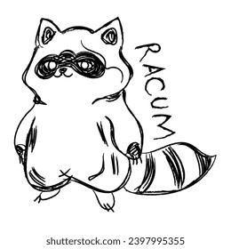 Schlecht gezeichnete Raccoon-Vektorkunst. Kids Raccoon-Zeichnung.